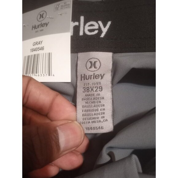 Hurley Pants Adult 38 x 29 Gray Performance Stretch Pants Zip Pocket Mens NWT - Picture 9 of 12